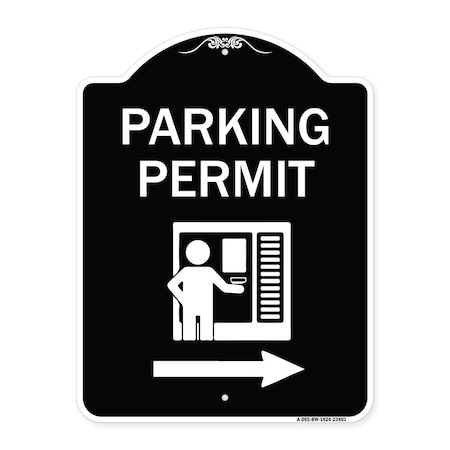 Parking Permit With Right Arrow Symbol Heavy-Gauge Aluminum Architectural Sign